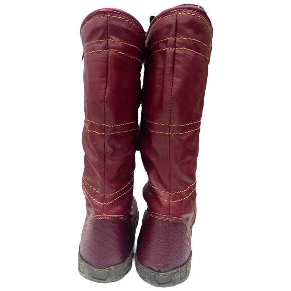 TMA EYES Tall Leather Distressed Moto Boots Women's size 9 Burgundy Orange - Picture 6 of 8